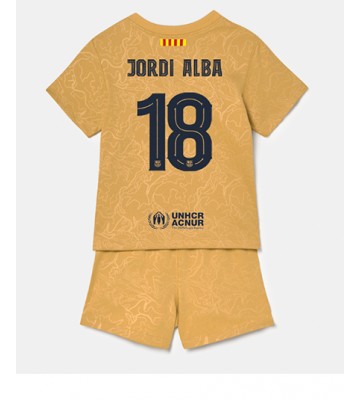 Barcelona Jordi Alba #18 Bortedraktsett Barn 2022-23 Kortermet (+ Korte bukser)
